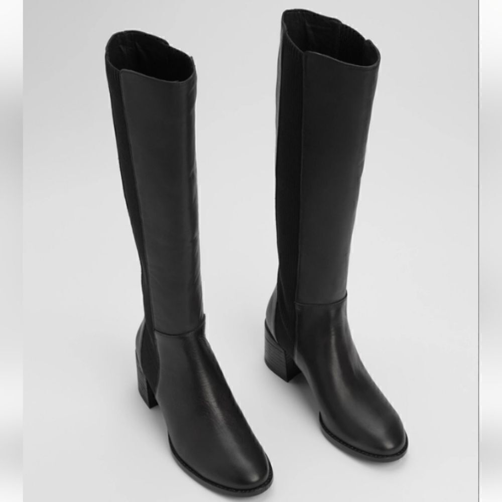 Eileen Fisher Vero Cudio Destry leather & recycled stretch knit boot size 5 NWT - Picture 3 of 7